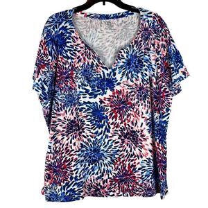 Kim Rogers Fireworks V-neck Tee Shirt 2X